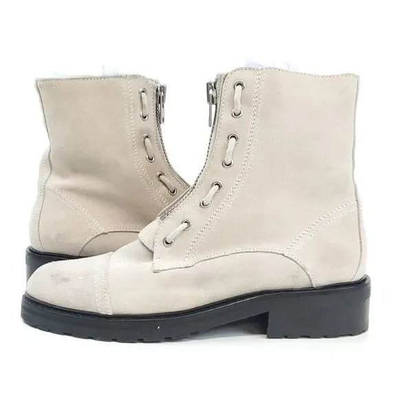 All Saints Ariel Boots Zip Up Suede Leather Combat Boots NWOB
